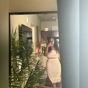 Cream Fringed Two Piece Set